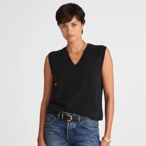 Madewell Cashmere V-Neck Sweater Vest in Black XS